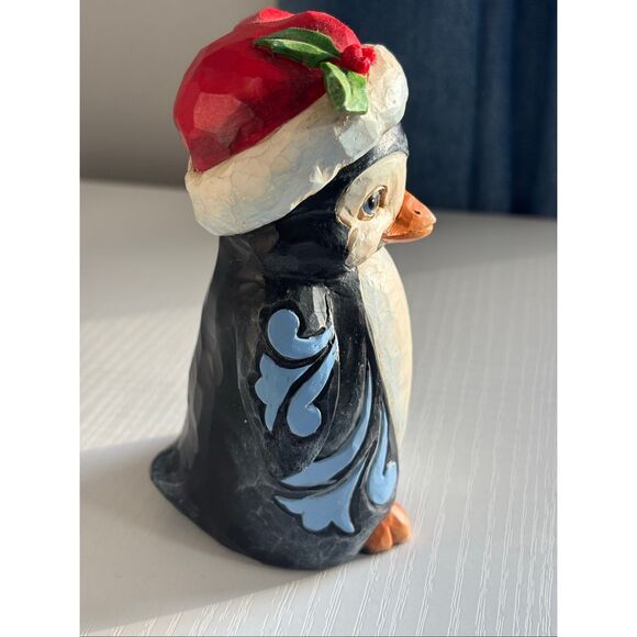 Jim Shore Heartwood Creek Pint-Size Christmas Penguin with Patch Coat Stone Resi - Picture 5 of 7